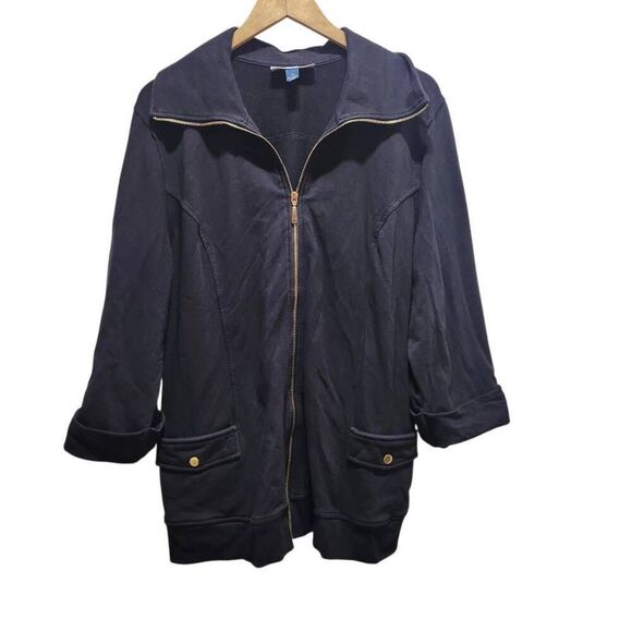 Karen Scott Jackets & Blazers - Karen Scott Sport Woman full zip jacket black cotton 1X‎